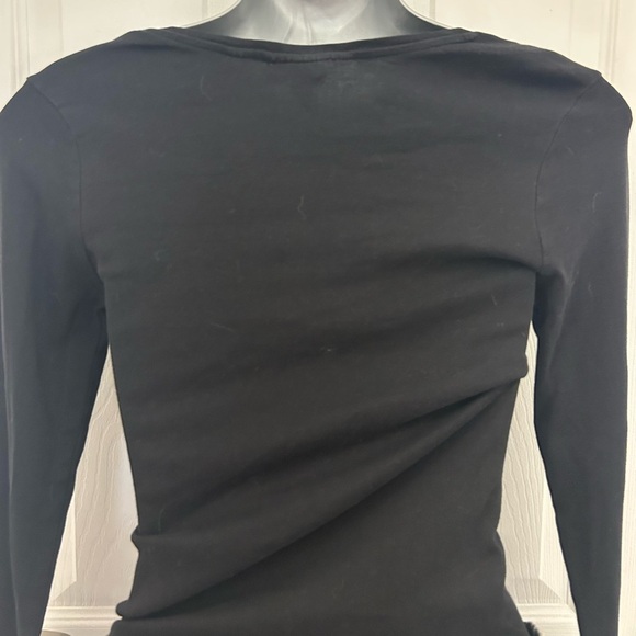H&M Faux Grey/Black Denim Mini Skirt with Slit AND Long Sleeve Black Top, Sz s - Picture 5 of 12